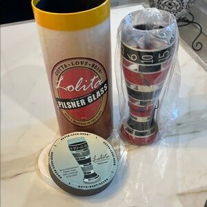 Lolita Pilsner Glass with Vibrant Red and Black Design